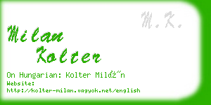 milan kolter business card